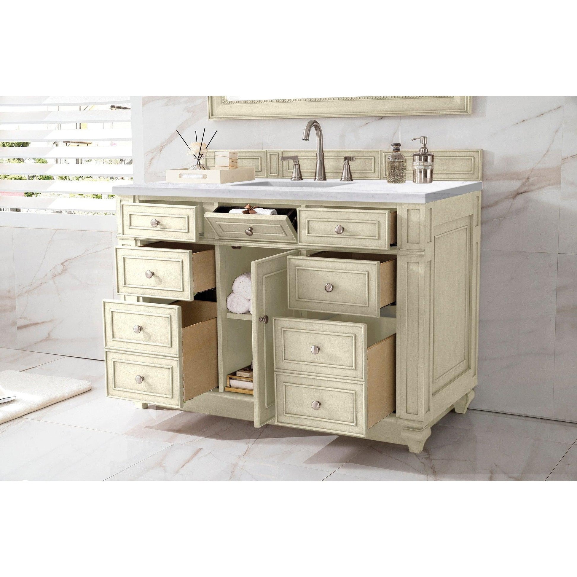 James Martin Vanities Bristol 48" Vintage Vanilla Single Vanity With 3cm Arctic Fall Solid Surface Top