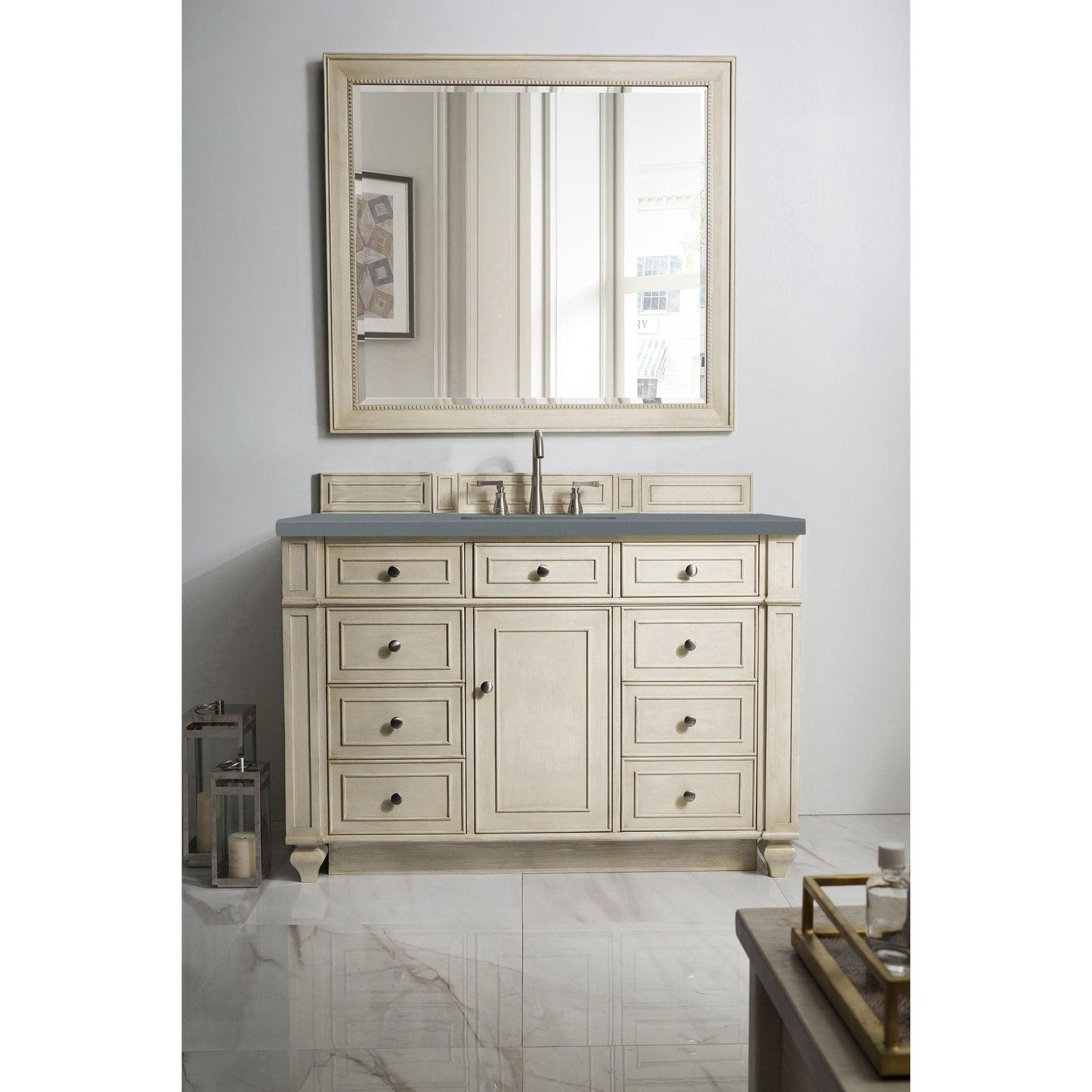 James Martin Vanities Bristol 48" Vintage Vanilla Single Vanity With 3cm Cala Blue Quartz Top