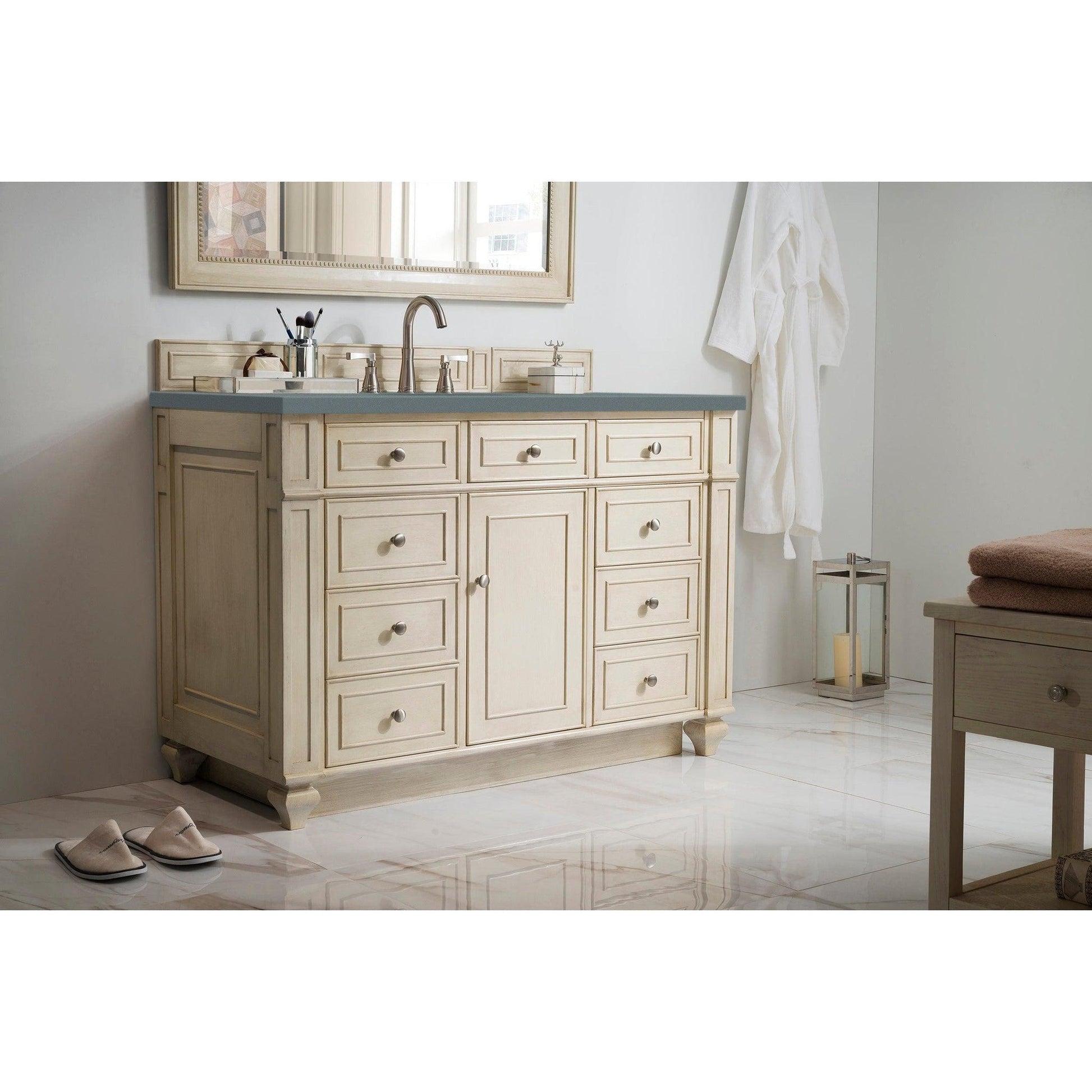 James Martin Vanities Bristol 48" Vintage Vanilla Single Vanity With 3cm Cala Blue Quartz Top