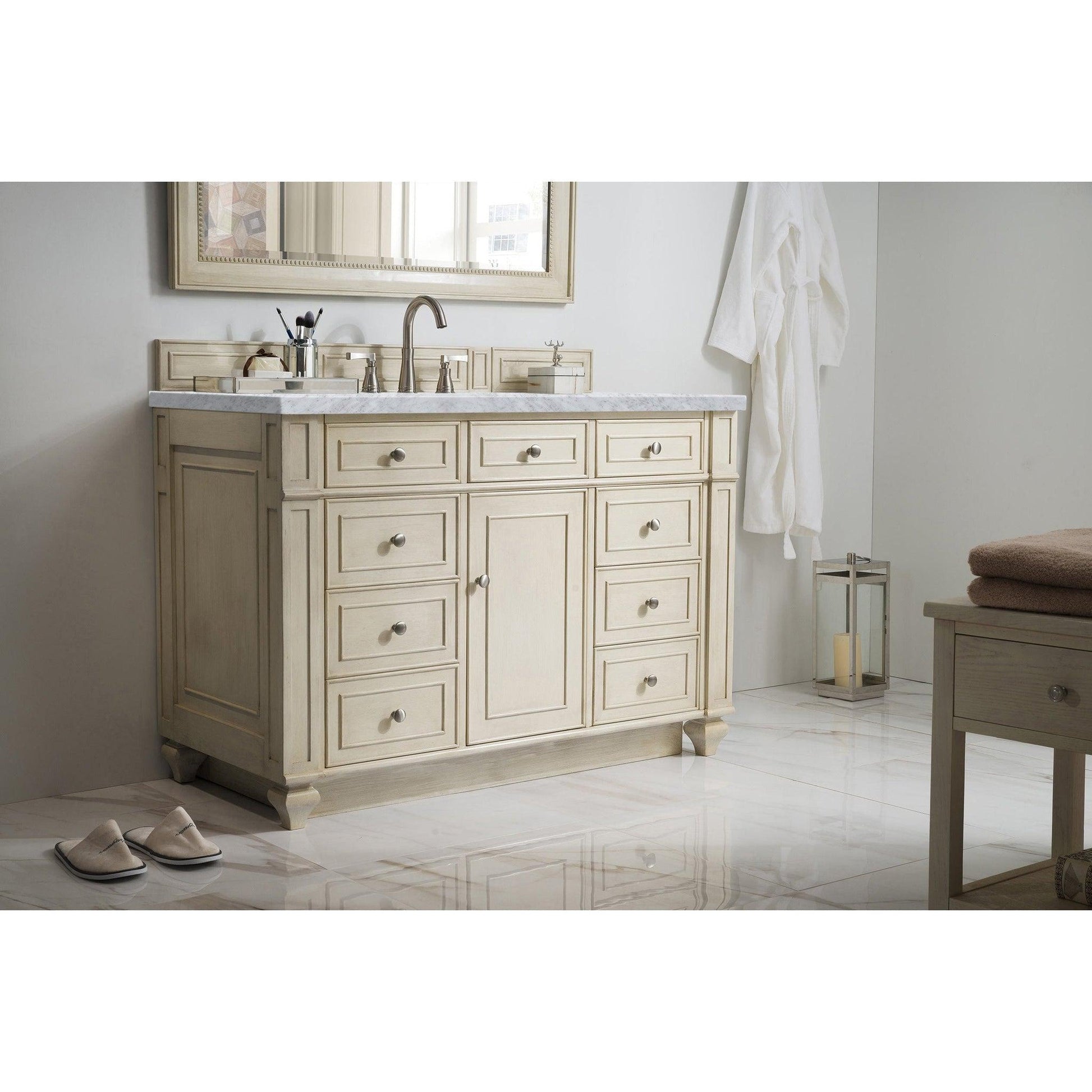 James Martin Vanities Bristol 48" Vintage Vanilla Single Vanity With 3cm Carrara Marble Top