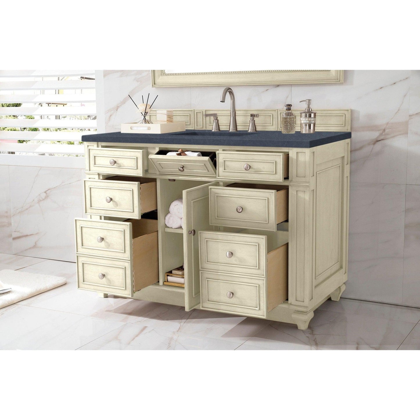 James Martin Vanities Bristol 48" Vintage Vanilla Single Vanity With 3cm Charcoal Soapstone Quartz Top