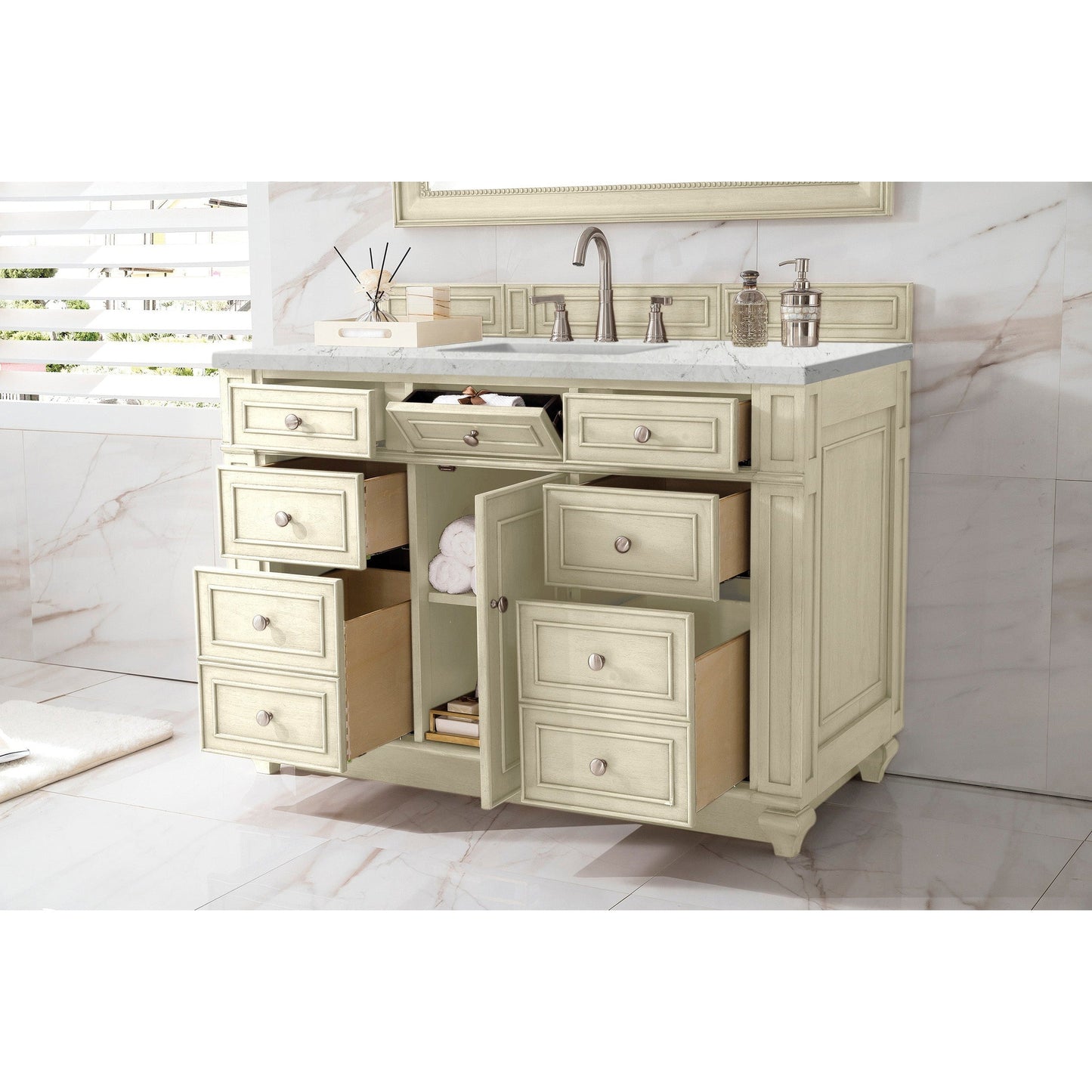 James Martin Vanities Bristol 48" Vintage Vanilla Single Vanity With 3cm Eternal Jasmine Pearl Quartz Top