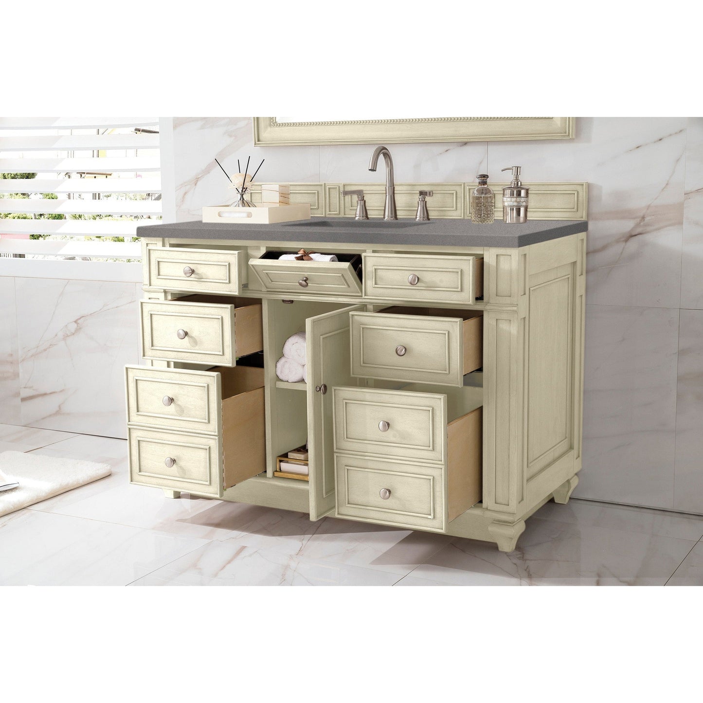 James Martin Vanities Bristol 48" Vintage Vanilla Single Vanity With 3cm Grey Expo Quartz Top