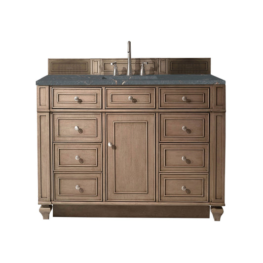 James Martin Vanities Bristol 48" Whitewashed Walnut Single Vanity With 3 cm Parisien Bleu Quartz Top