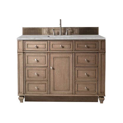 James Martin Vanities Bristol 48" Whitewashed Walnut Single Vanity With 3 cm Victorian Silver Quartz Top