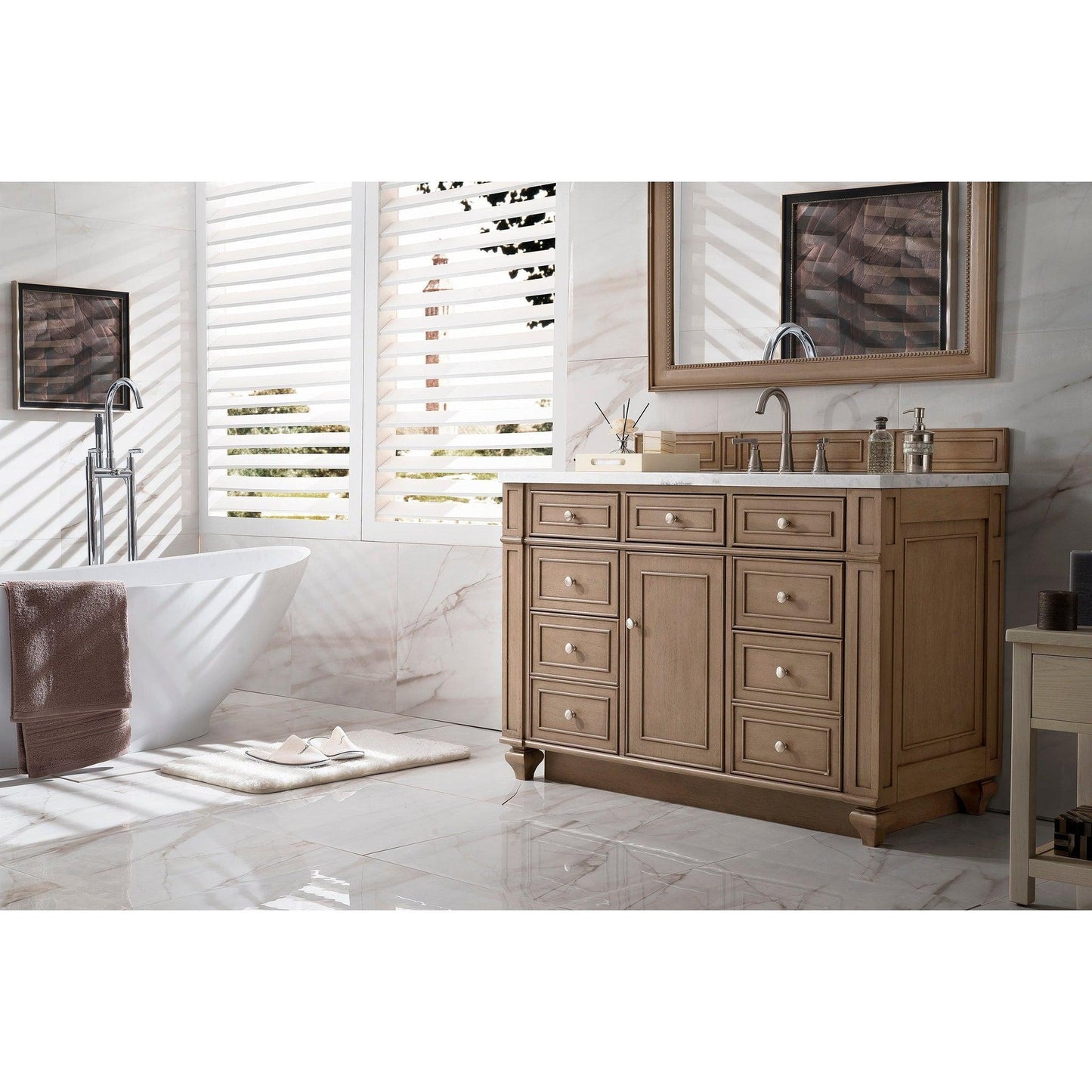 James Martin Vanities Bristol 48" Whitewashed Walnut Single Vanity With 3cm Arctic Fall Solid Surface Top