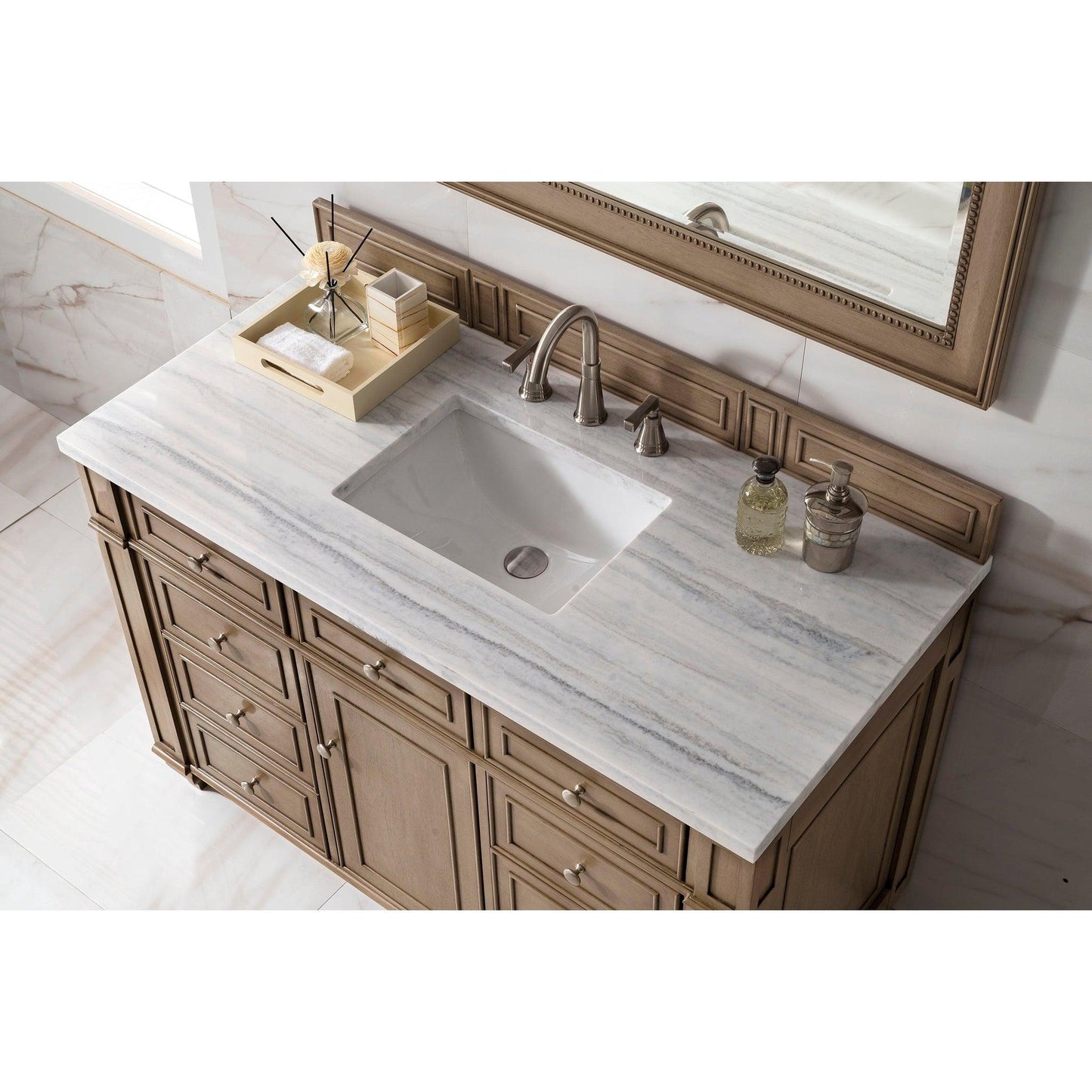 James Martin Vanities Bristol 48" Whitewashed Walnut Single Vanity With 3cm Arctic Fall Solid Surface Top