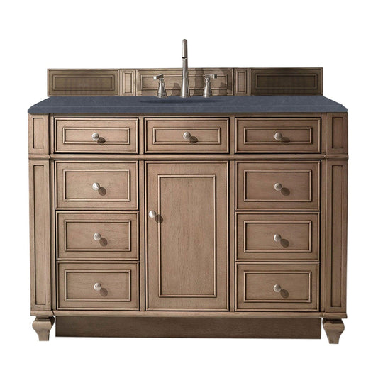 James Martin Vanities Bristol 48" Whitewashed Walnut Single Vanity With 3cm Charcoal Soapstone Quartz Top