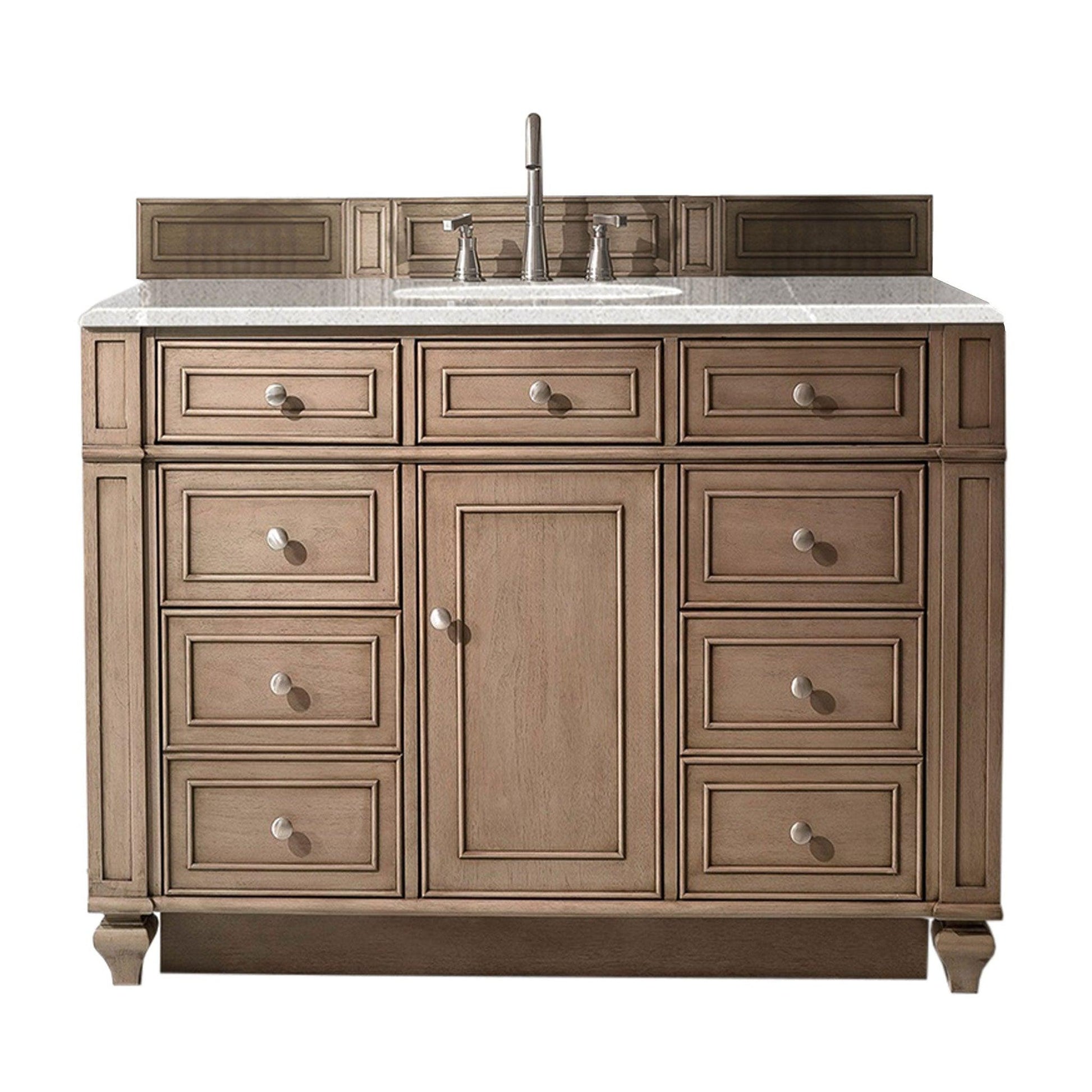 James Martin Vanities Bristol 48" Whitewashed Walnut Single Vanity With 3cm Eternal Serena Quartz Top