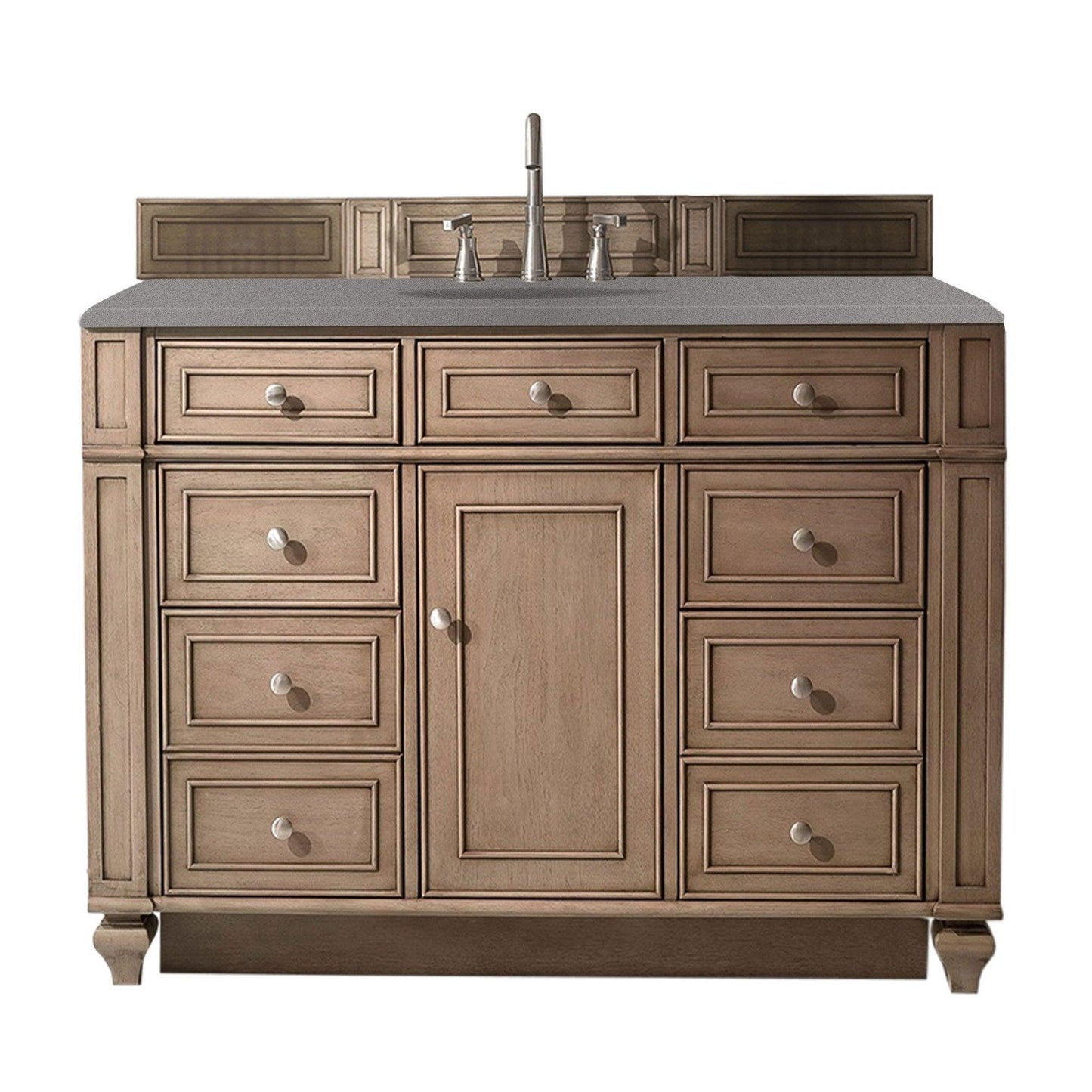 James Martin Vanities Bristol 48" Whitewashed Walnut Single Vanity With 3cm Grey Expo Quartz Top