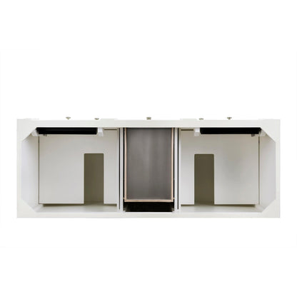 James Martin Vanities Bristol 60" Bright White Double Vanity With 3 cm Ethereal Noctis Silestone Top and FreePower Wireless Charger