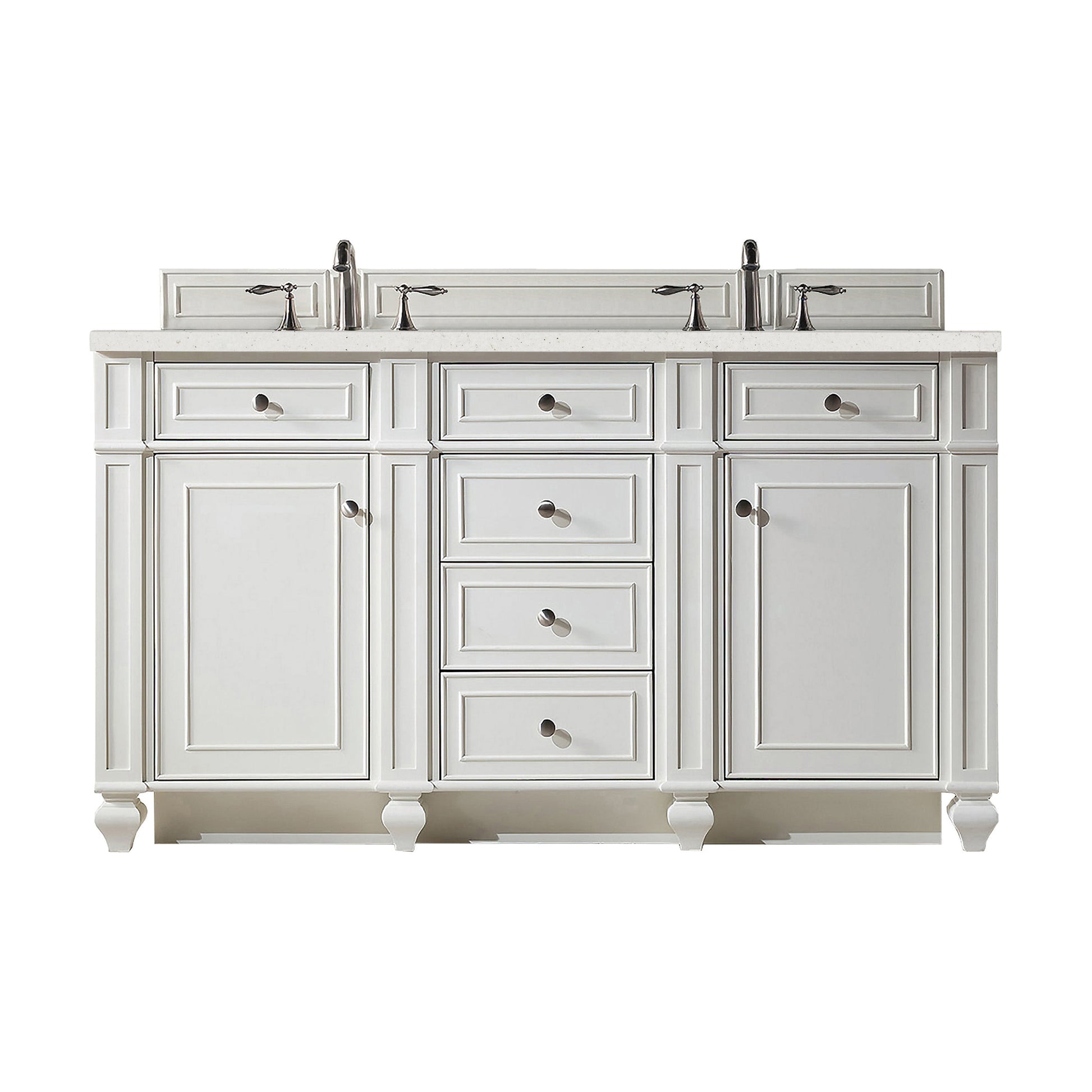 James Martin Vanities Bristol 60" Bright White Double Vanity With 3 cm Lime Delight Quartz Top