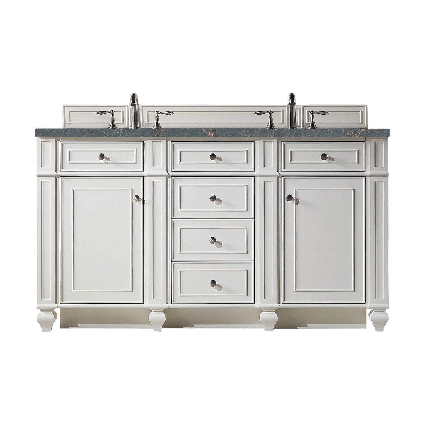 James Martin Vanities Bristol 60" Bright White Double Vanity With 3 cm Parisien Bleu Quartz Top