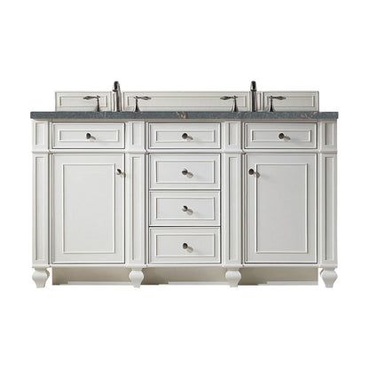 James Martin Vanities Bristol 60" Bright White Double Vanity With 3 cm Parisien Bleu Quartz Top