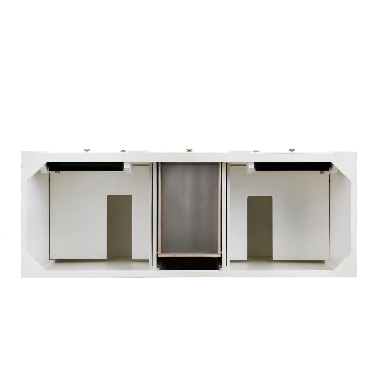 James Martin Vanities Bristol 60" Bright White Double Vanity With 3 cm Parisien Bleu Silestone Top and FreePower Wireless Charger