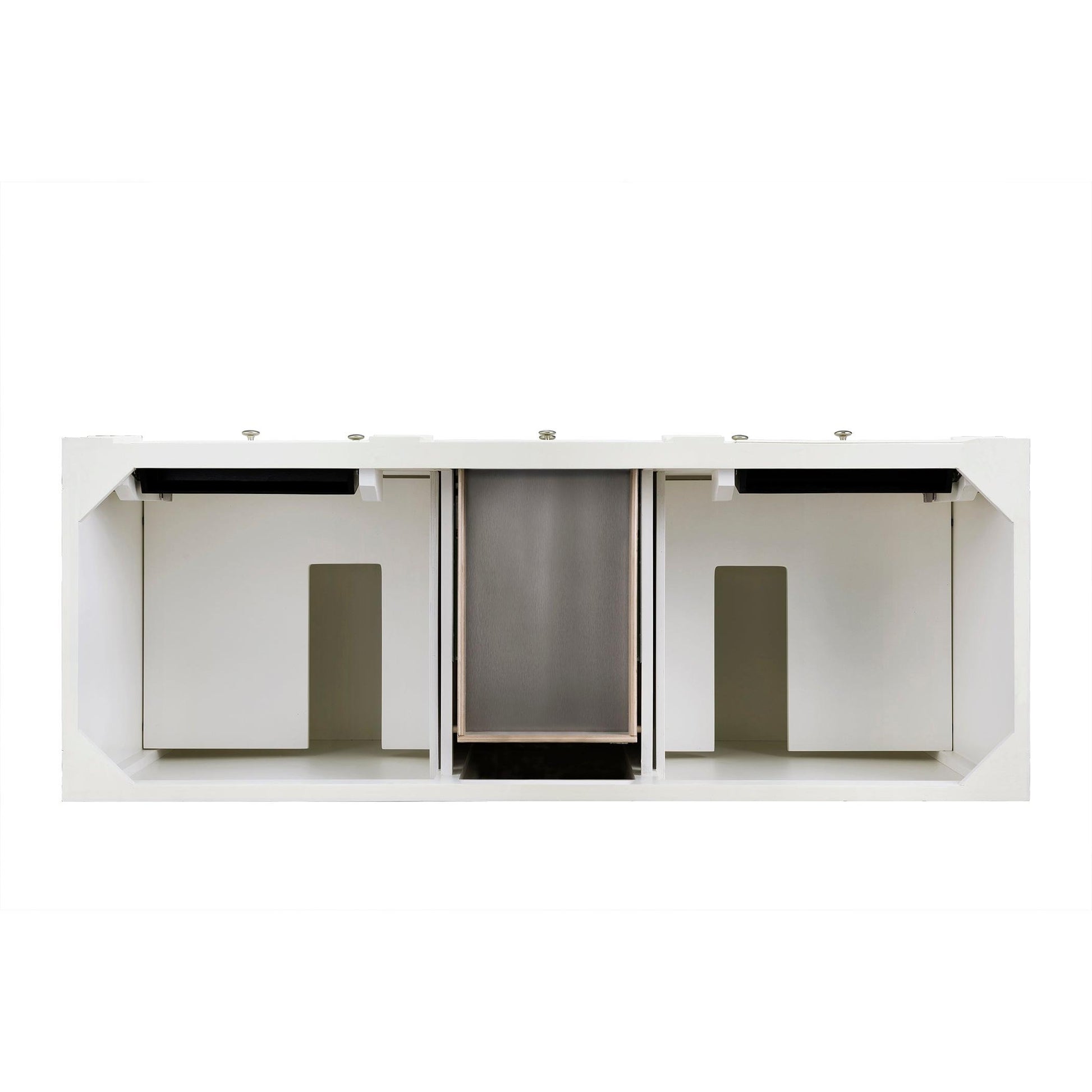 James Martin Vanities Bristol 60" Bright White Double Vanity With 3 cm Parisien Bleu Silestone Top and FreePower Wireless Charger