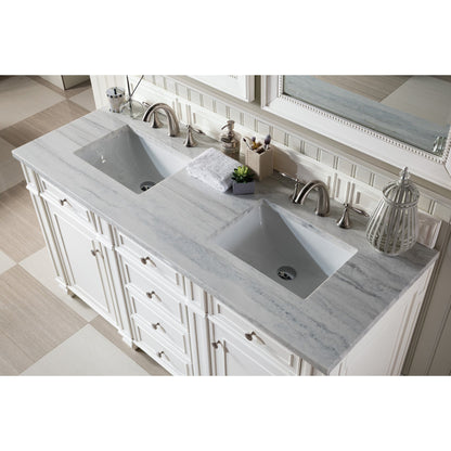 James Martin Vanities Bristol 60" Bright White Double Vanity With 3cm Arctic Fall Solid Surface Top