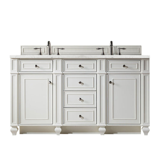 James Martin Vanities Bristol 60" Bright White Double Vanity With 3cm Eternal Jasmine Pearl Quartz Top