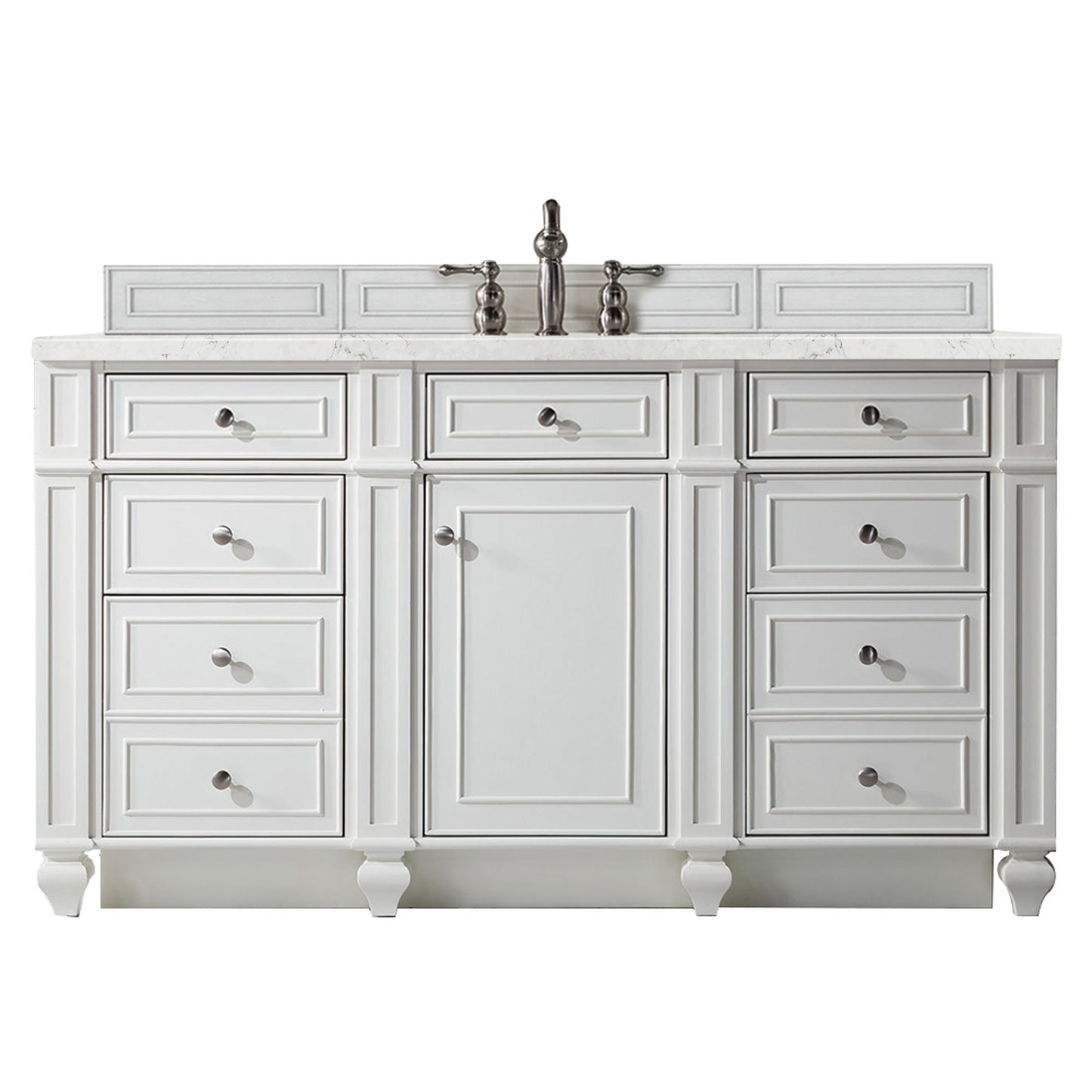 James Martin Vanities Bristol 60" Bright White Single Vanity With 3 cm Eternal Jasmine Pearl Silestone Top and FreePower Wireless Charger