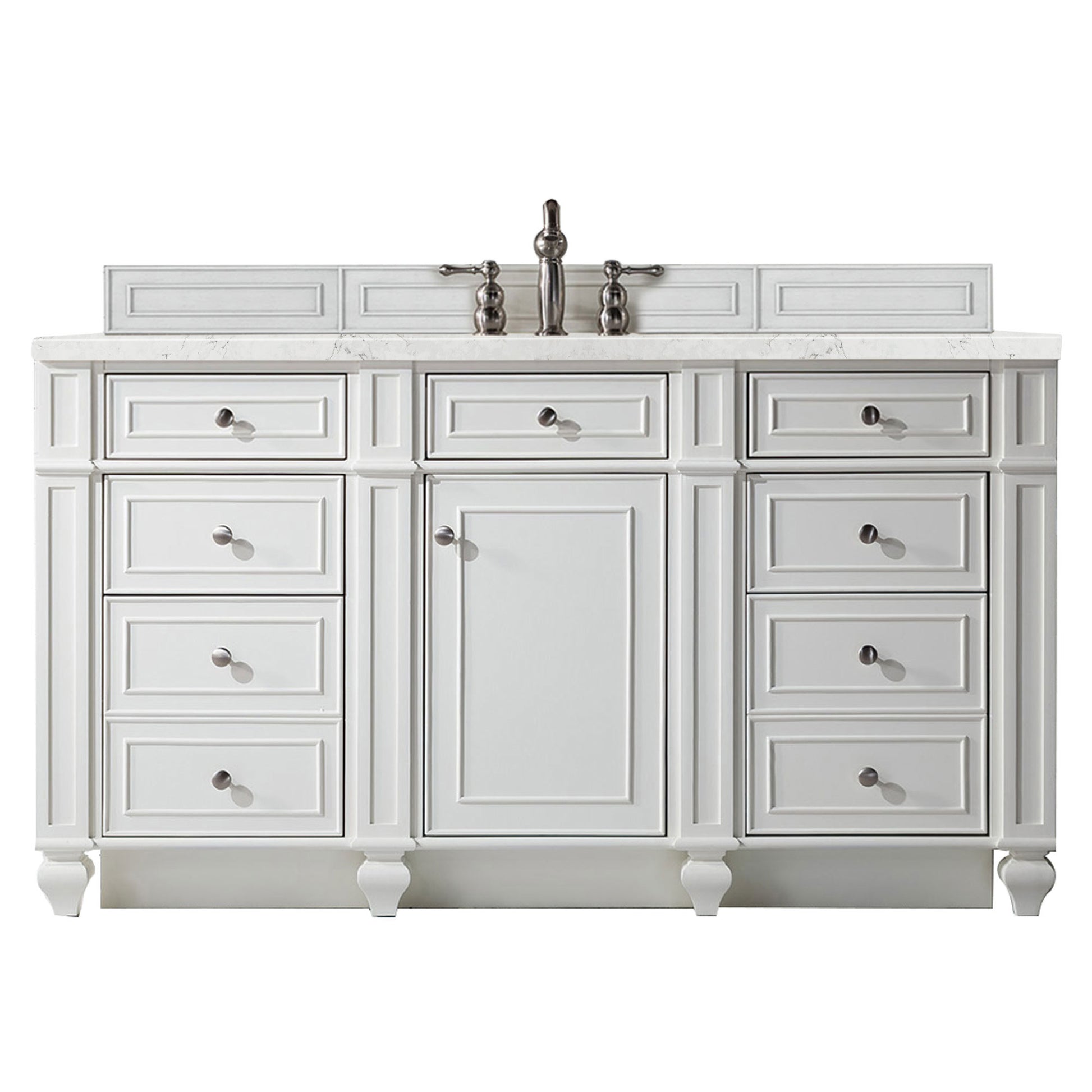 James Martin Vanities Bristol 60" Bright White Single Vanity With 3 cm Eternal Jasmine Pearl Silestone Top and FreePower Wireless Charger