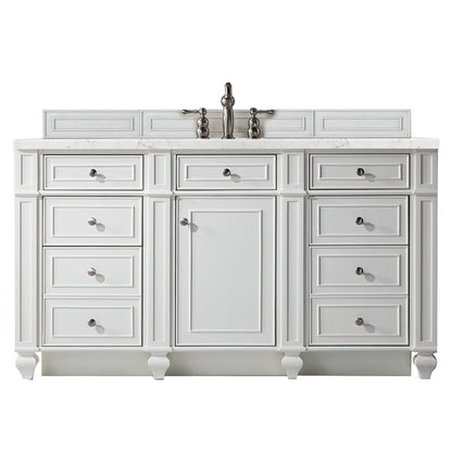 James Martin Vanities Bristol 60" Bright White Single Vanity With 3 cm Eternal Jasmine Pearl Silestone Top and FreePower Wireless Charger