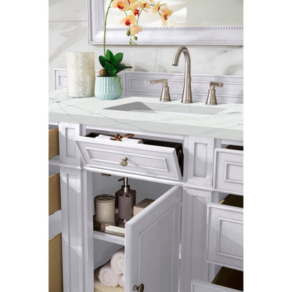 James Martin Vanities Bristol 60" Bright White Single Vanity With 3 cm Ethereal Noctis Silestone Top and FreePower Wireless Charger