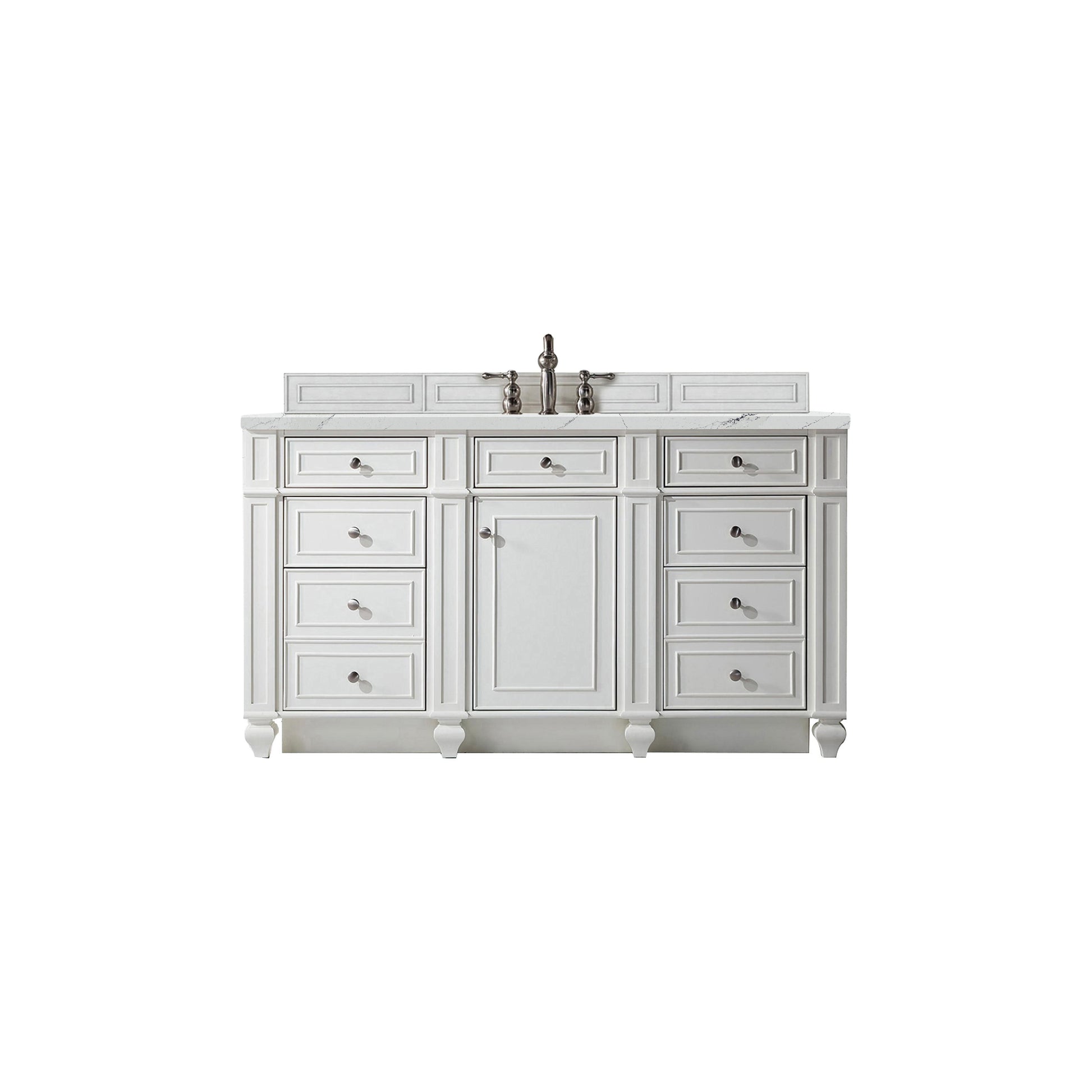 James Martin Vanities Bristol 60" Bright White Single Vanity With 3 cm Ethereal Noctis Silestone Top and FreePower Wireless Charger