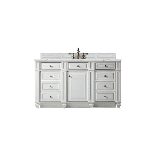 James Martin Vanities Bristol 60" Bright White Single Vanity With 3 cm Ethereal Noctis Silestone Top and FreePower Wireless Charger