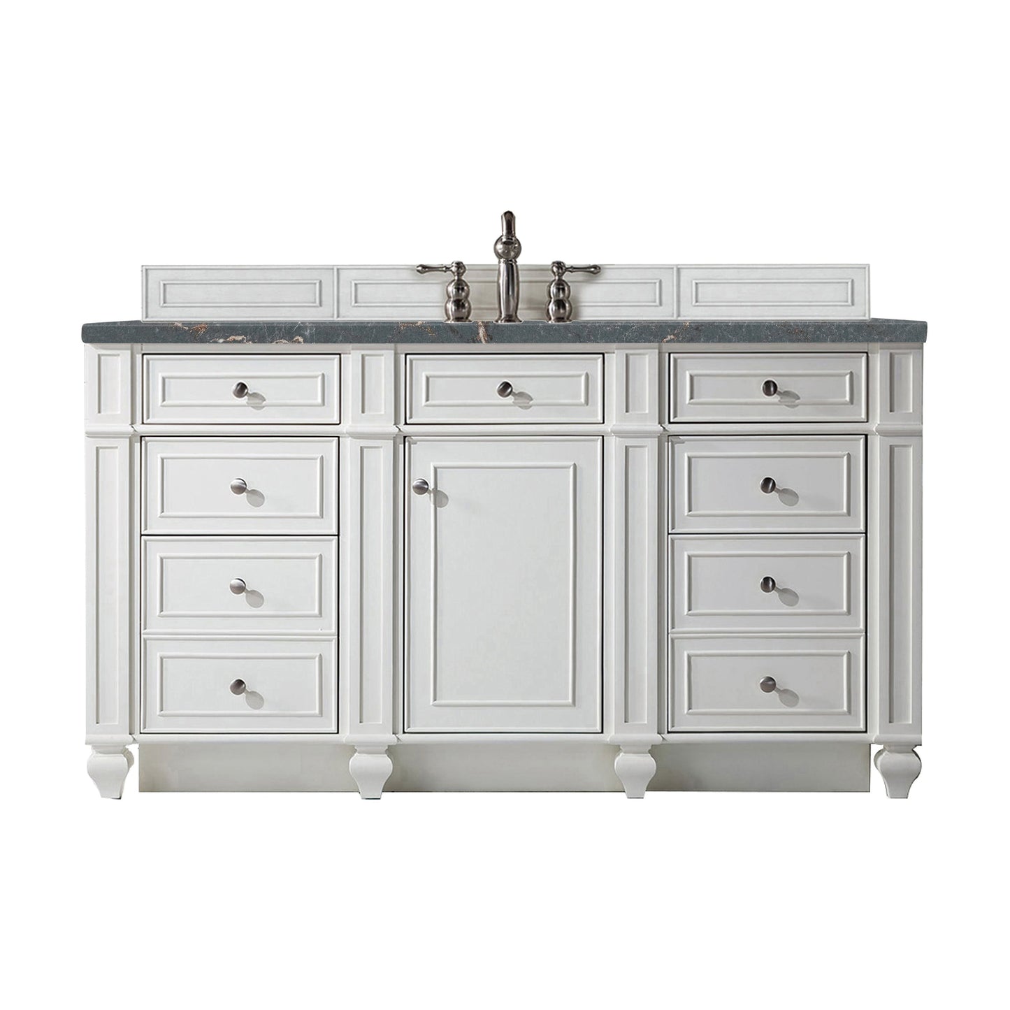 James Martin Vanities Bristol 60" Bright White Single Vanity With 3 cm Parisien Bleu Quartz Top