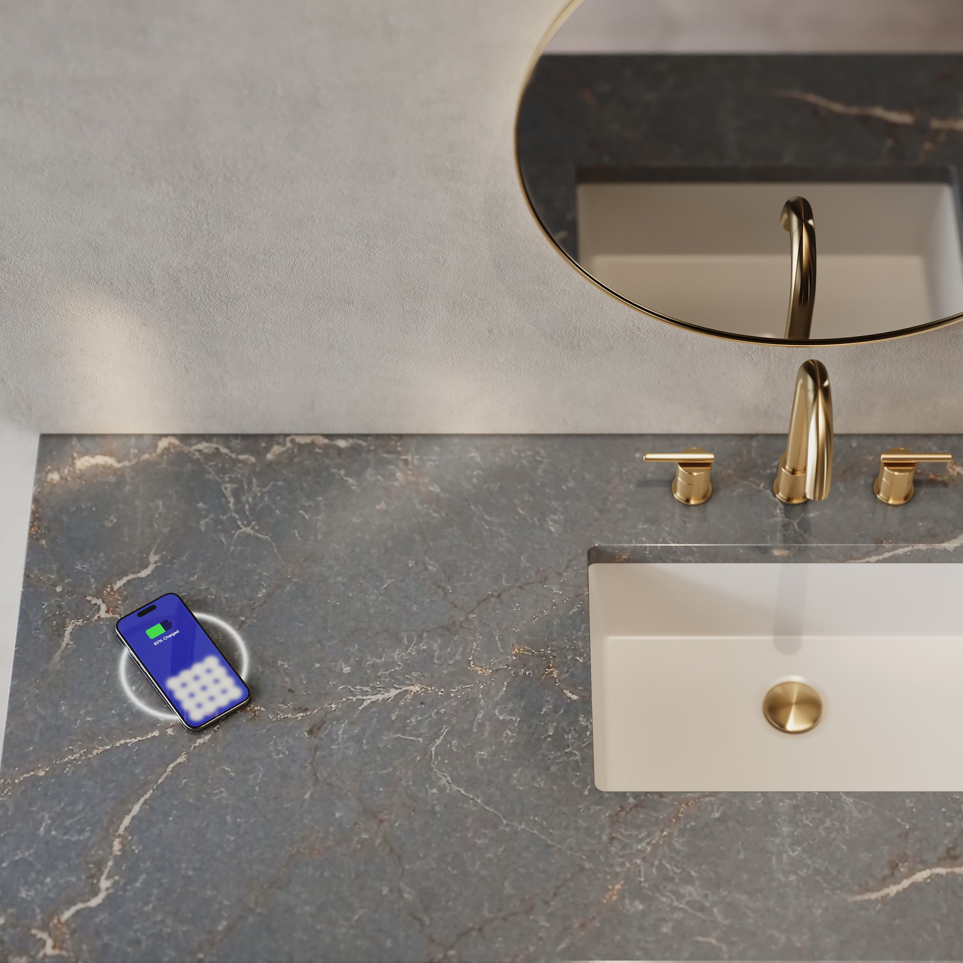 James Martin Vanities Bristol 60" Bright White Single Vanity With 3 cm Parisien Bleu Silestone Top and FreePower Wireless Charger