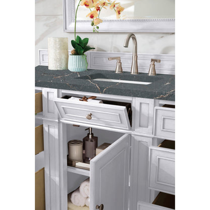 James Martin Vanities Bristol 60" Bright White Single Vanity With 3 cm Parisien Bleu Silestone Top and FreePower Wireless Charger
