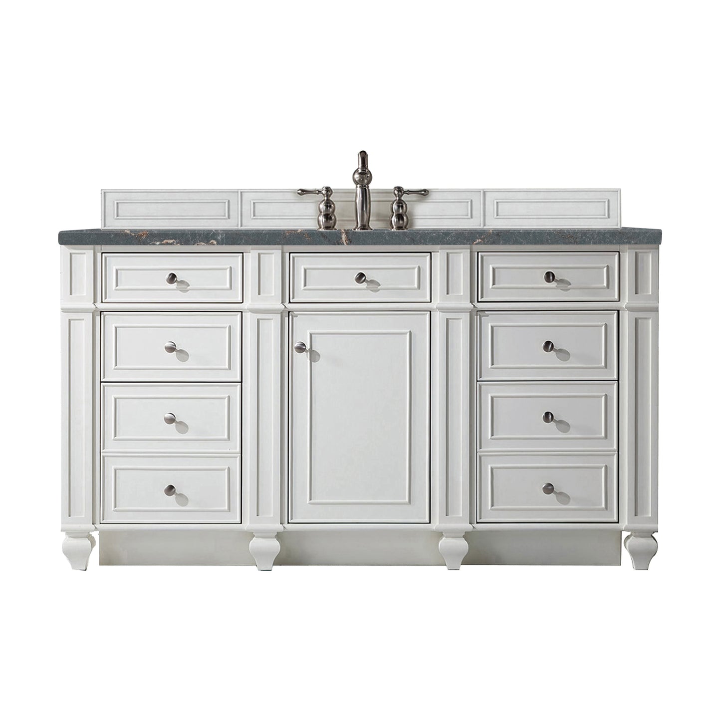 James Martin Vanities Bristol 60" Bright White Single Vanity With 3 cm Parisien Bleu Silestone Top and FreePower Wireless Charger