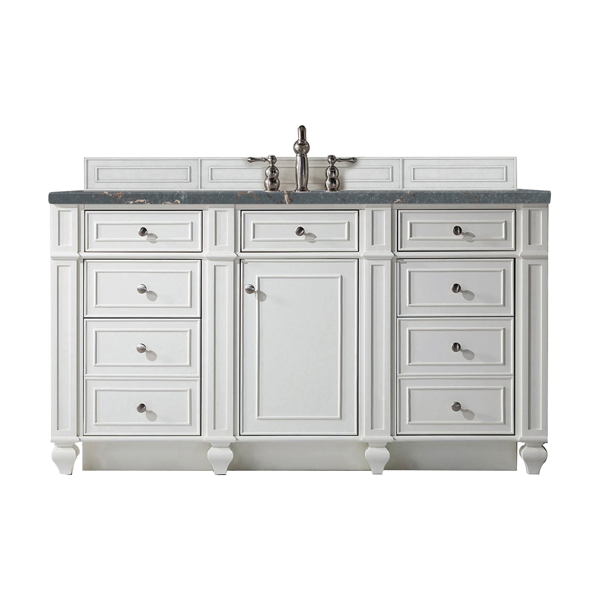 James Martin Vanities Bristol 60" Bright White Single Vanity With 3 cm Parisien Bleu Silestone Top and FreePower Wireless Charger