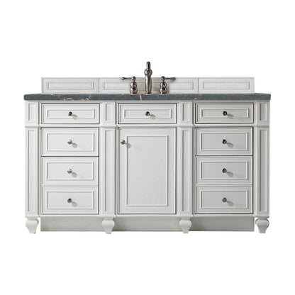 James Martin Vanities Bristol 60" Bright White Single Vanity With 3 cm Parisien Bleu Silestone Top and FreePower Wireless Charger