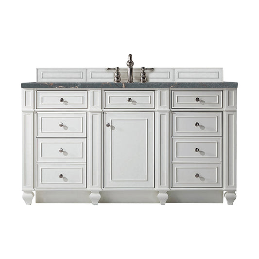 James Martin Vanities Bristol 60" Bright White Single Vanity With 3 cm Parisien Bleu Silestone Top and FreePower Wireless Charger