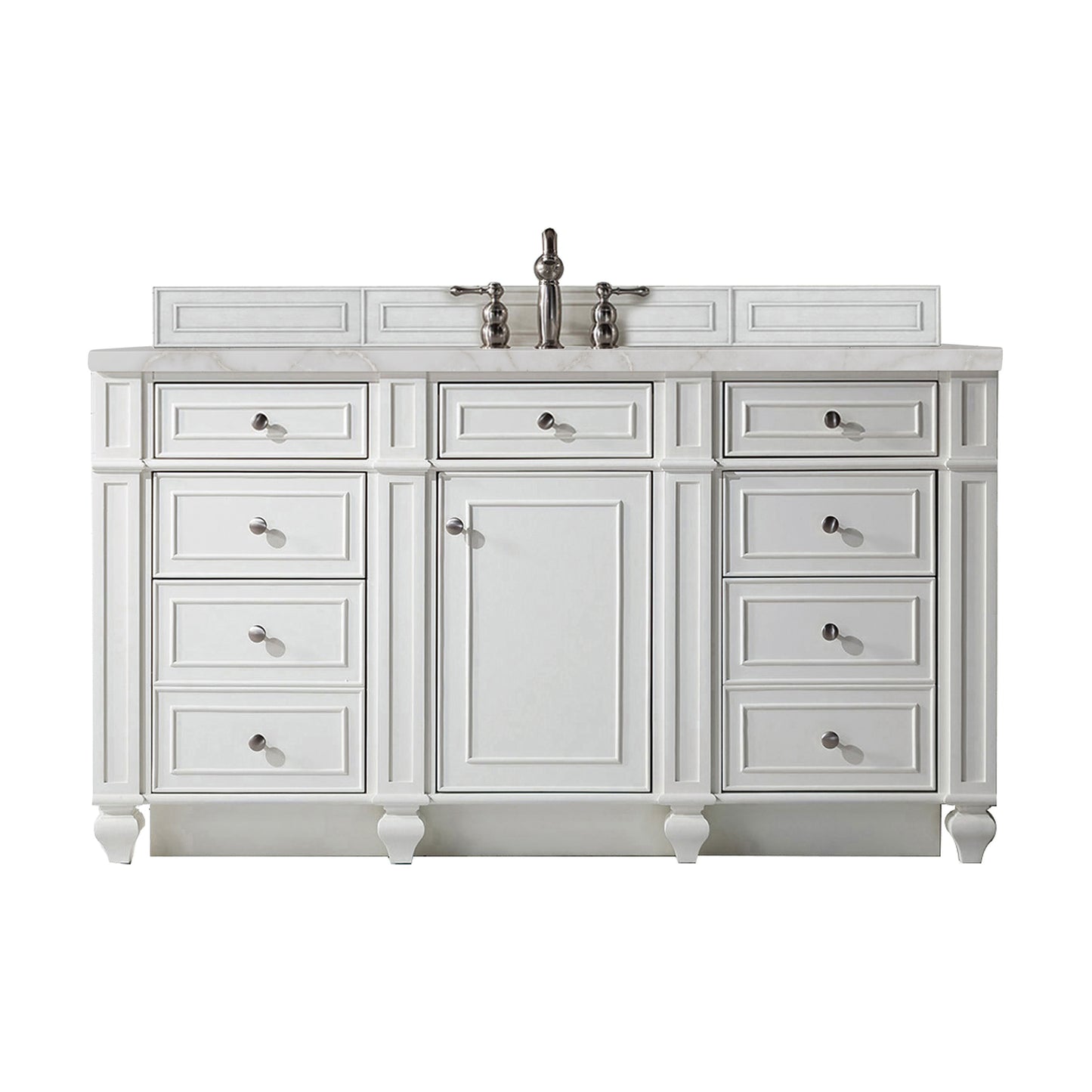 James Martin Vanities Bristol 60" Bright White Single Vanity With 3 cm Victorian Silver Silestone Top and FreePower Wireless Charger