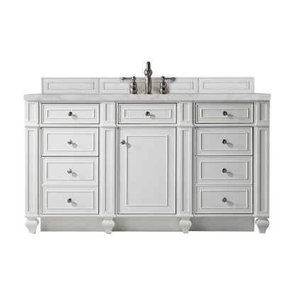 James Martin Vanities Bristol 60" Bright White Single Vanity With 3 cm Victorian Silver Silestone Top and FreePower Wireless Charger
