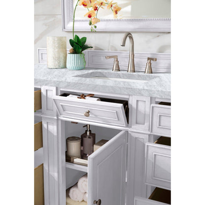 James Martin Vanities Bristol 60" Bright White Single Vanity With 3cm Carrara Marble Top