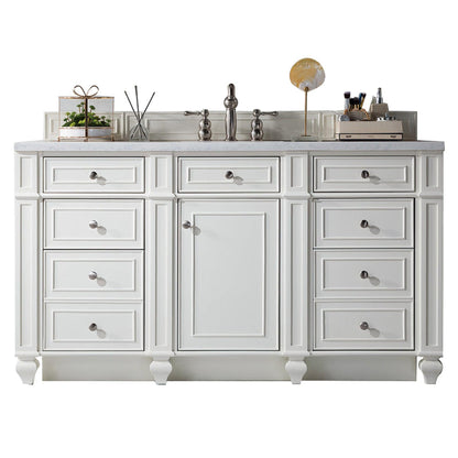 James Martin Vanities Bristol 60" Bright White Single Vanity With 3cm Carrara Marble Top