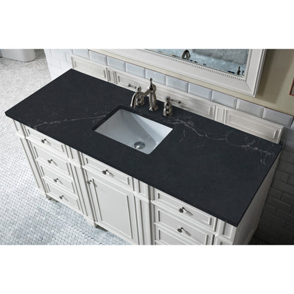 James Martin Vanities Bristol 60" Bright White Single Vanity With 3cm Charcoal Soapstone Quartz Top