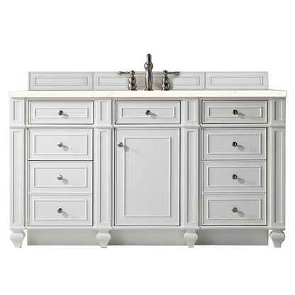 James Martin Vanities Bristol 60" Bright White Single Vanity With 3cm Eternal Marfil Quartz Top