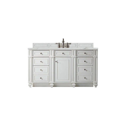 James Martin Vanities Bristol 60" Bright White Single Vanity With 3cm Ethereal Noctis Quartz Top