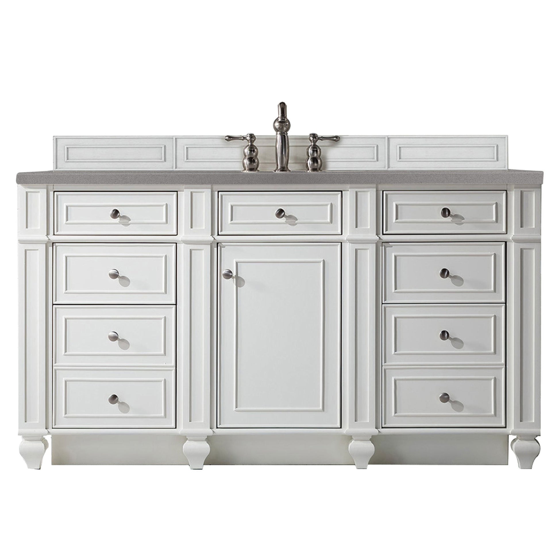 James Martin Vanities Bristol 60" Bright White Single Vanity With 3cm Grey Expo Quartz Top