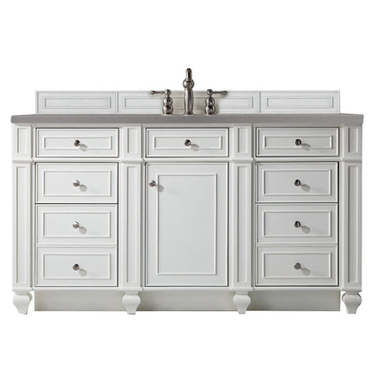 James Martin Vanities Bristol 60" Bright White Single Vanity With 3cm Grey Expo Quartz Top