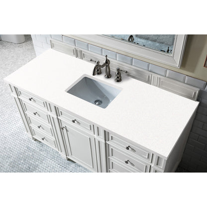 James Martin Vanities Bristol 60" Bright White Single Vanity With 3cm White Zeus Quartz Top