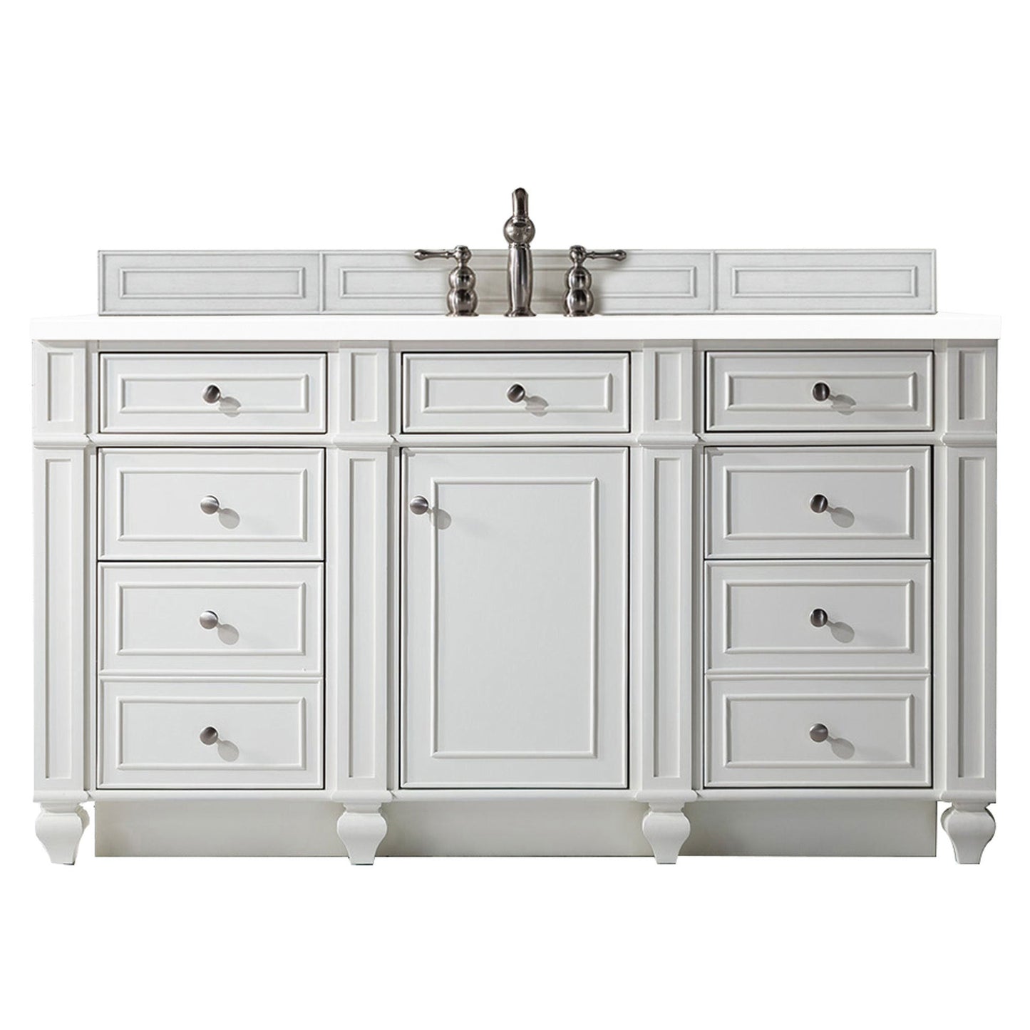 James Martin Vanities Bristol 60" Bright White Single Vanity With 3cm White Zeus Quartz Top