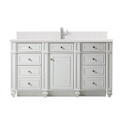 James Martin Vanities Bristol 60" Bright White Single Vanity With Single Hole 3 cm White Zeus Quartz Top & Backsplash