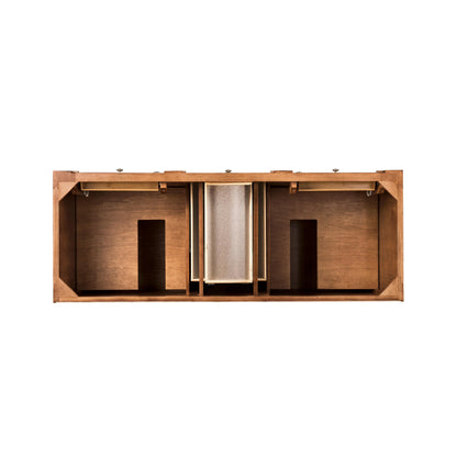 James Martin Vanities Bristol 60" Saddle Brown Double Vanity With 3 cm Ethereal Noctis Silestone Top and FreePower Wireless Charger