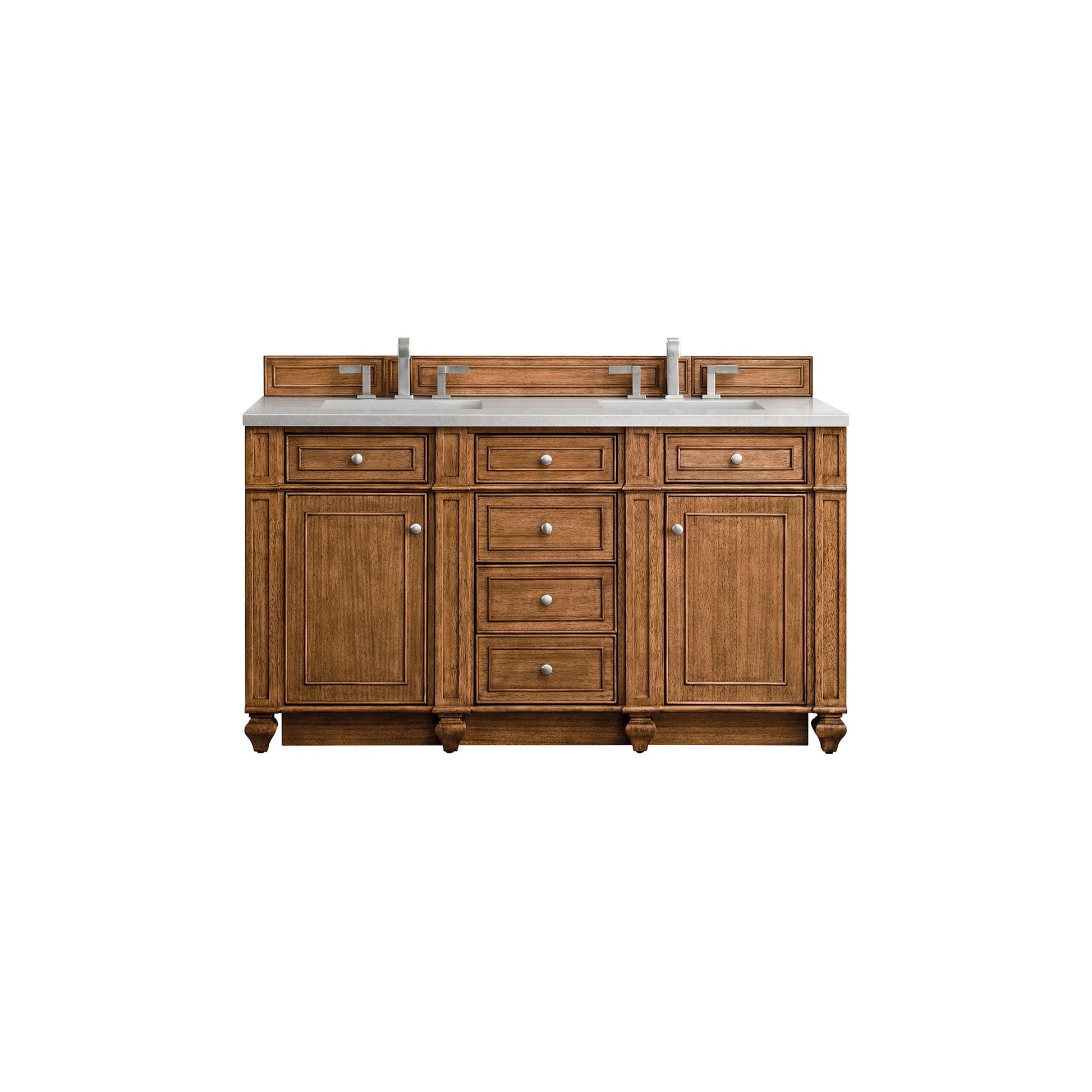 James Martin Vanities Bristol 60" Saddle Brown Double Vanity With 3cm Eternal Serena Quartz Top