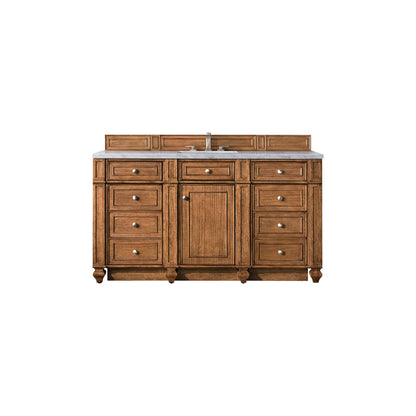 James Martin Vanities Bristol 60" Saddle Brown Single Vanity With 3 cm Eternal Jasmine Pearl Silestone Top and FreePower Wireless Charger